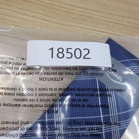 MICHAEL KORS Mens Neck Tie Blue Check Plaid Classic Pointed Silk Blend - Picture 6 of 6